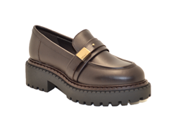 MOCASSINO IN PELLE CON FIBIA TESTA DI MORO